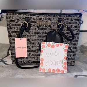 MOTHERS DAY SALE Juicy Couture Black Beige Bestseller Medium Tote Bag / Purse